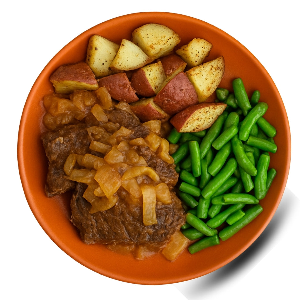 Prime Range Fresh Topside Steak on Plate – Tender Roasted Meal