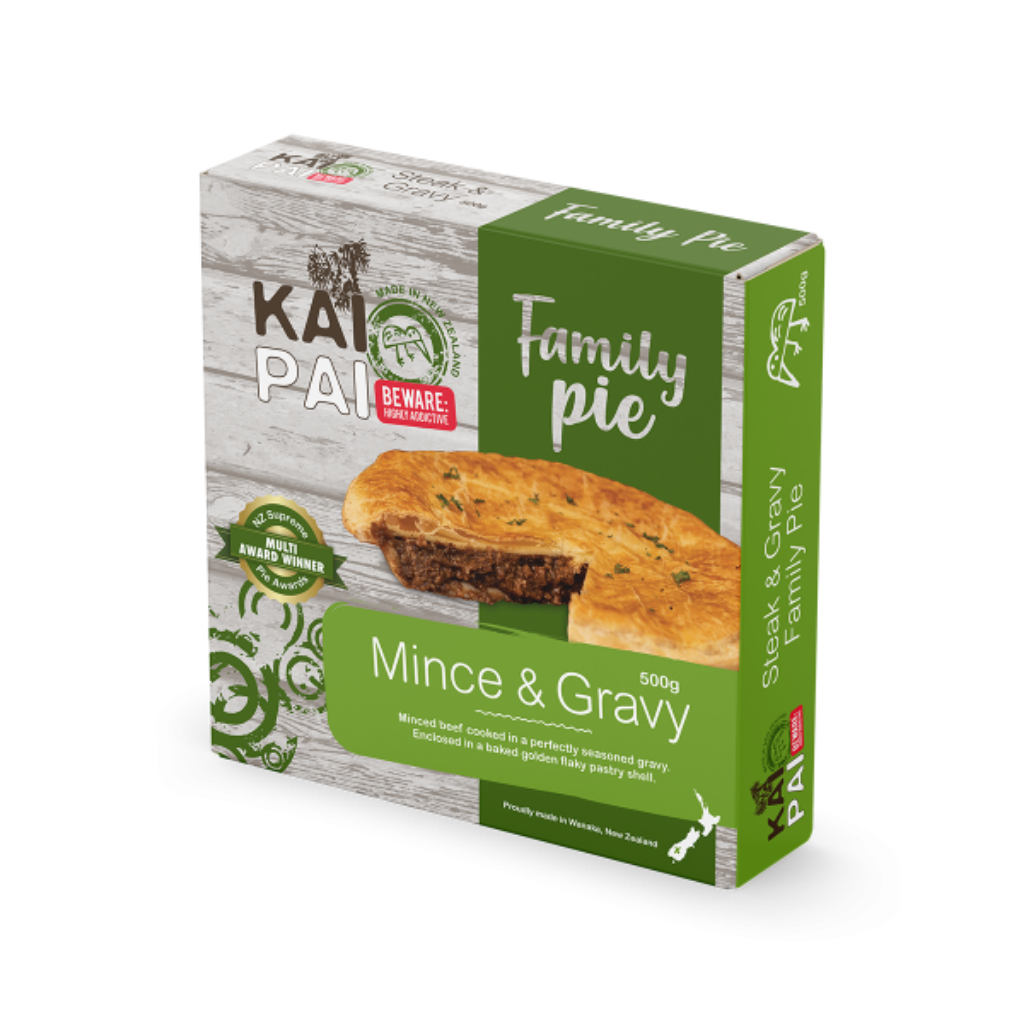 Kai Pai Mince & Cheese Family Pie 500g Box – Award-Winning Beef Pie NZ