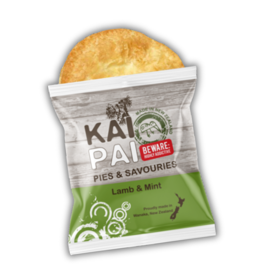 Kai Pai pies & savouries packaging with a pie on top, on a white background